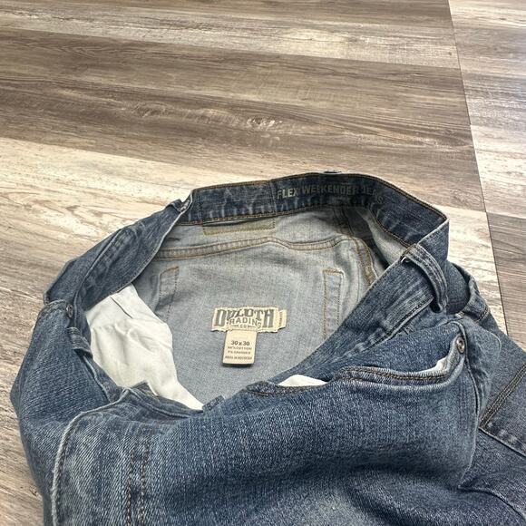 Duluth Trading Flex Weekender Dark Wash Blue Mens 30x30 Trim Fit Denim Jeans - Picture 11 of 16